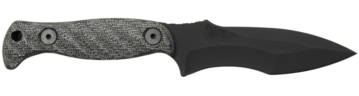 Half Face Blades Extremis Fixed Blade 3.5" S45VN Steel Armor Black Gray Micarta