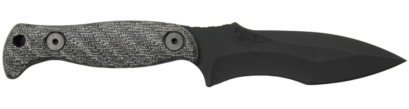 Half Face Blades Extremis Fixed Blade 3.5" S45VN Steel Armor Black Gray Micarta