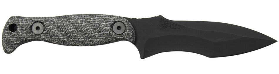 Half Face Blades Extremis Fixed Blade 3.5" S45VN Steel Armor Black Gray Micarta