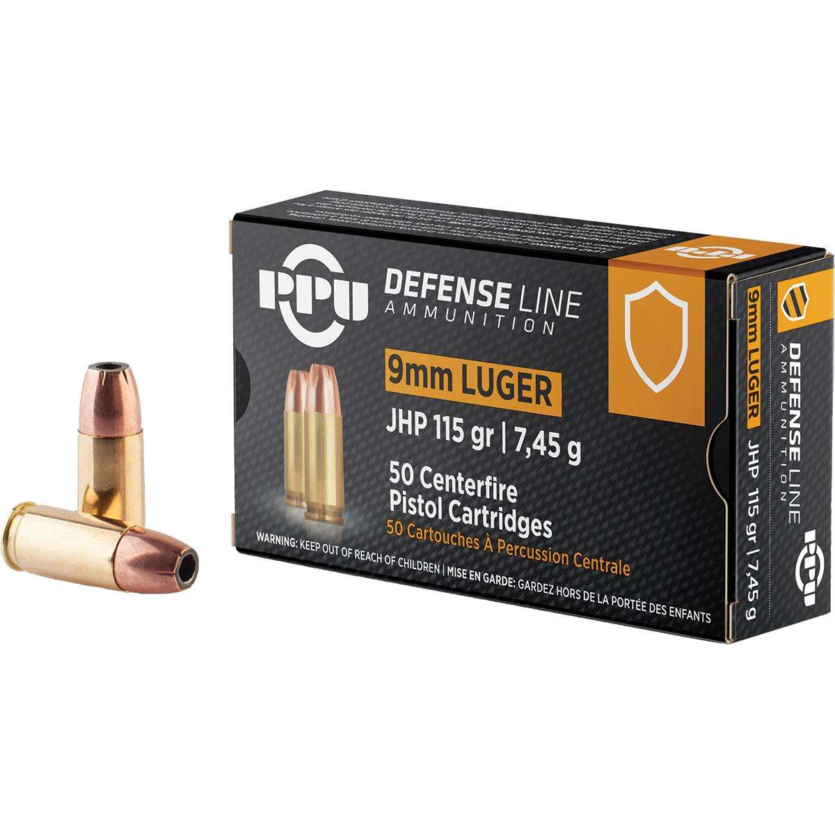 Prvi Partizan PPU 9mm Luger / Parabellum 115 grain Jacketed Hollow Point ammunition
