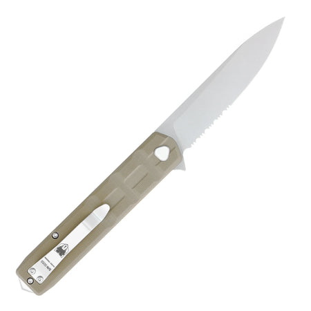 CobraTec Kuzio Tan G10 Serrated Drop Point 3.25" OTF Auto Knife
