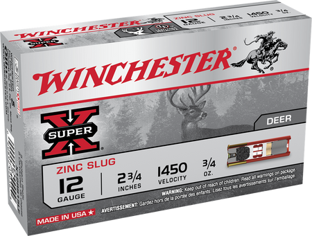 Winchester Super X Lead Free Zinc Slug Shotgun Ammo 12 Gauge 2.75 in 3/4 oz Slug