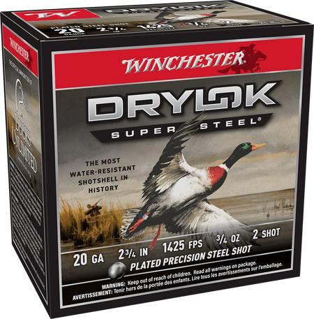 Winchester DRYLOK SUPER STEEL Shotgun Ammo 20 Gauge 2.75 in 3/4 oz #2