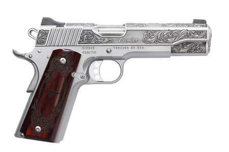 KIMBER 1911 PREMIER 45ACP PISTOL 5" STAINLESS ENGRAVED, ENGRAVED ROSEWOOD GRIP 1-7RD 1 OF 200