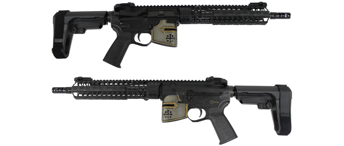 SPIKES TACT RARE BREED CRUSADER 11.5" 5.56 PISTL 10" M-LOK W SB3 BRACE & R2