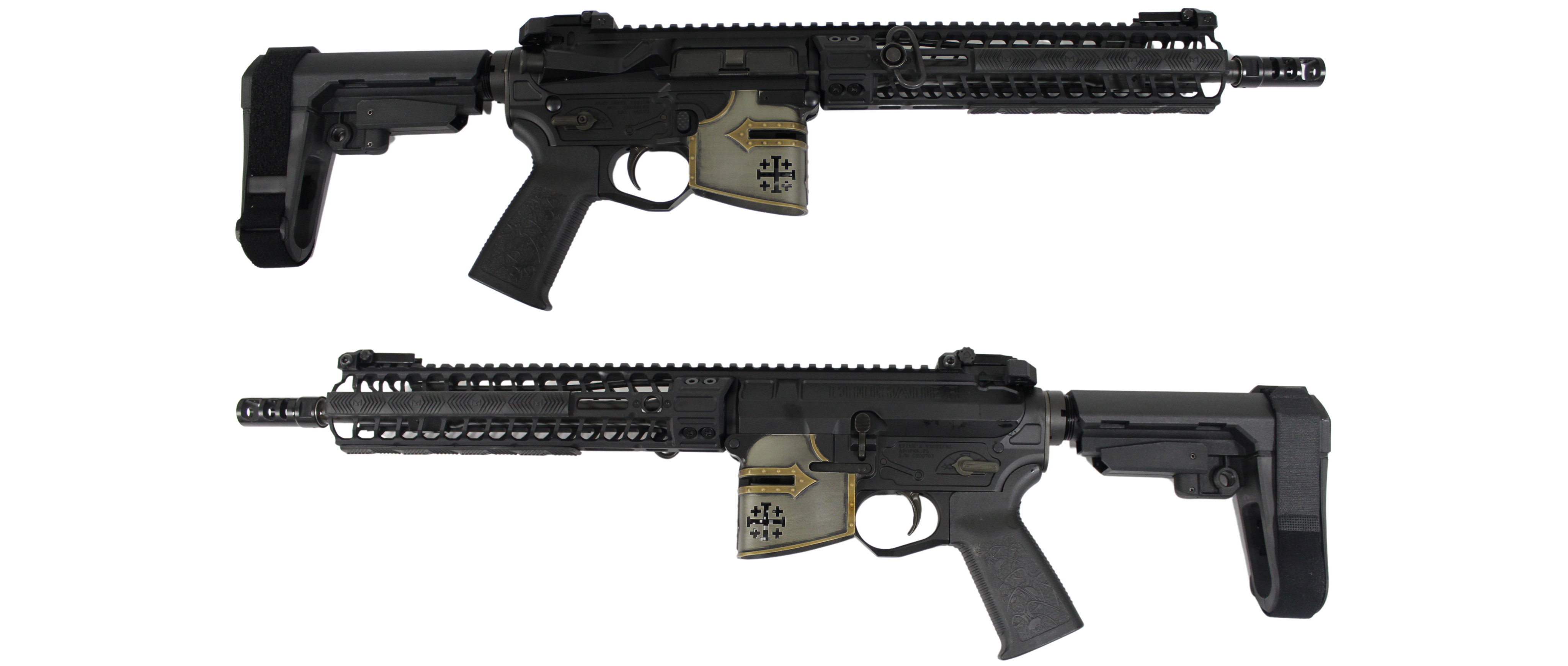 SPIKES TACT RARE BREED CRUSADER 11.5" 5.56 PISTL 10" M-LOK W SB3 BRACE & R2