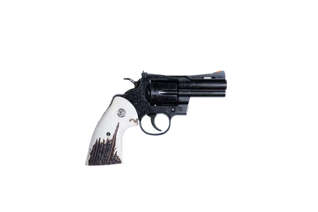 COLT PYTHON 357MAG REVOLVER 3" DEEP ENGRAVED, STAG GRIPS, 1 OF 200