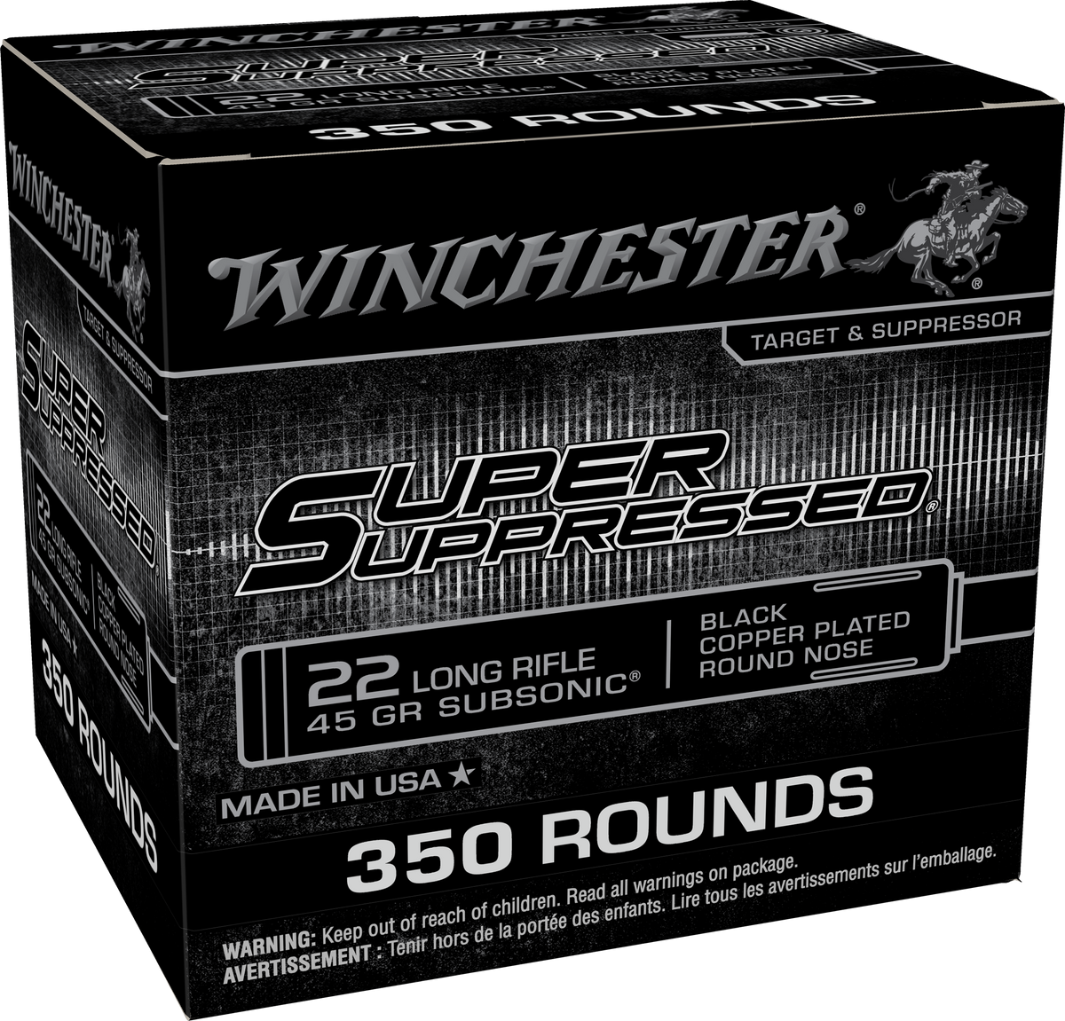 Winchester SUPER SUPRESSED .22 Long Rifle 45 grain Jacketed Hollow Point ammunition