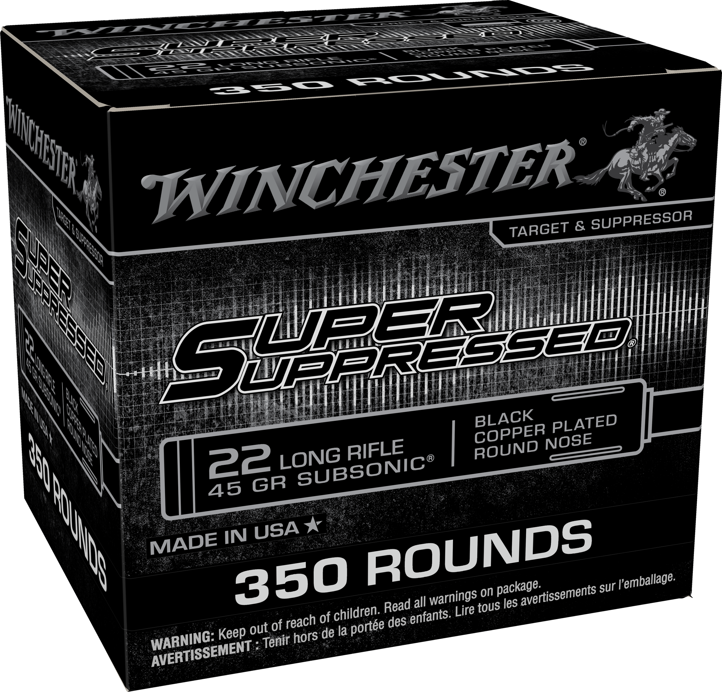 Winchester SUPER SUPRESSED .22 Long Rifle 45 grain Jacketed Hollow Point ammunition