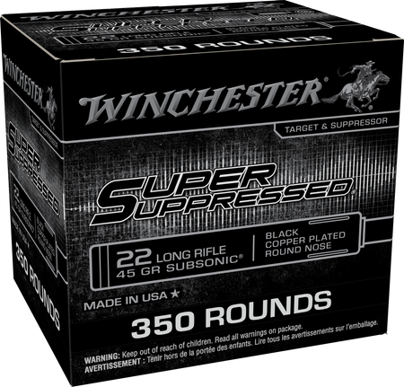 Winchester SUPER SUPRESSED .22 Long Rifle 45 grain Jacketed Hollow Point ammunition