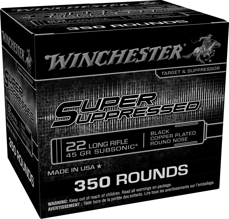 Winchester SUPER SUPRESSED .22 Long Rifle 45 grain Jacketed Hollow Point ammunition