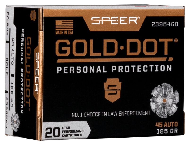 Speer Gold Dot .45 ACP/Auto 185 grain Hollow Point ammunition