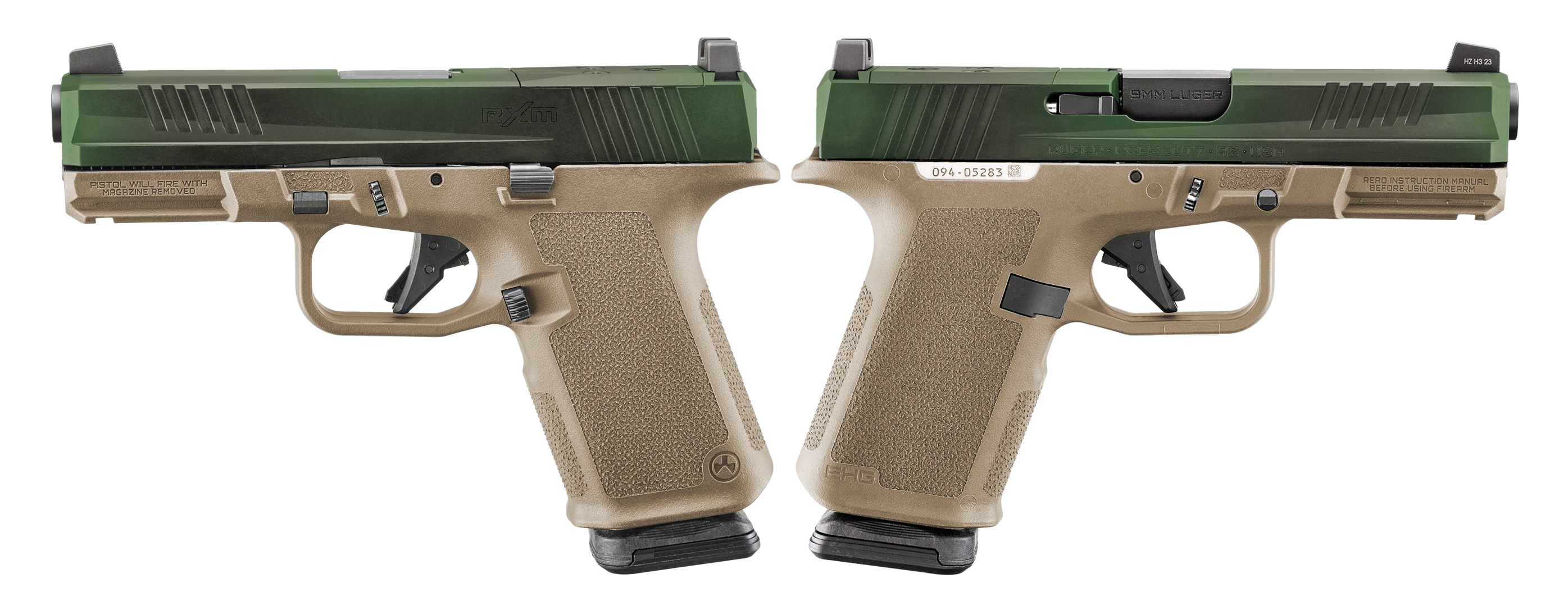 RUGER RXM TROPIC 9MM PISTOL 4" BBL OD GREEN/COYOTE TAN O.R. 2-15RD MAGS