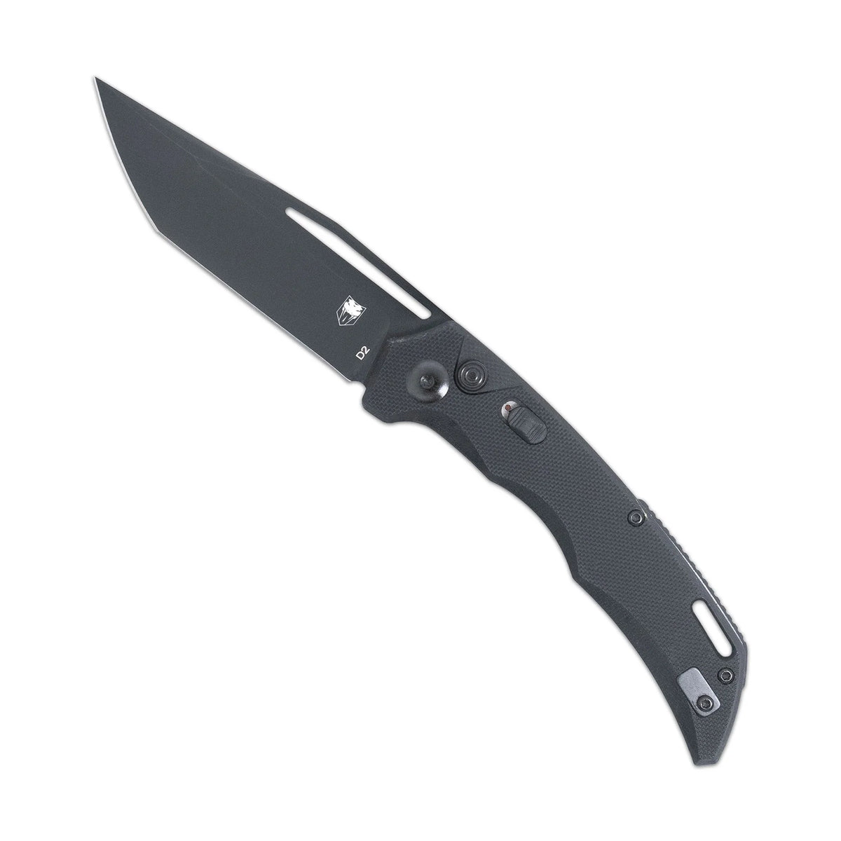 CobraTec KOA Automatic Button Lock G10 Black Non-Serrated Tanto Knife