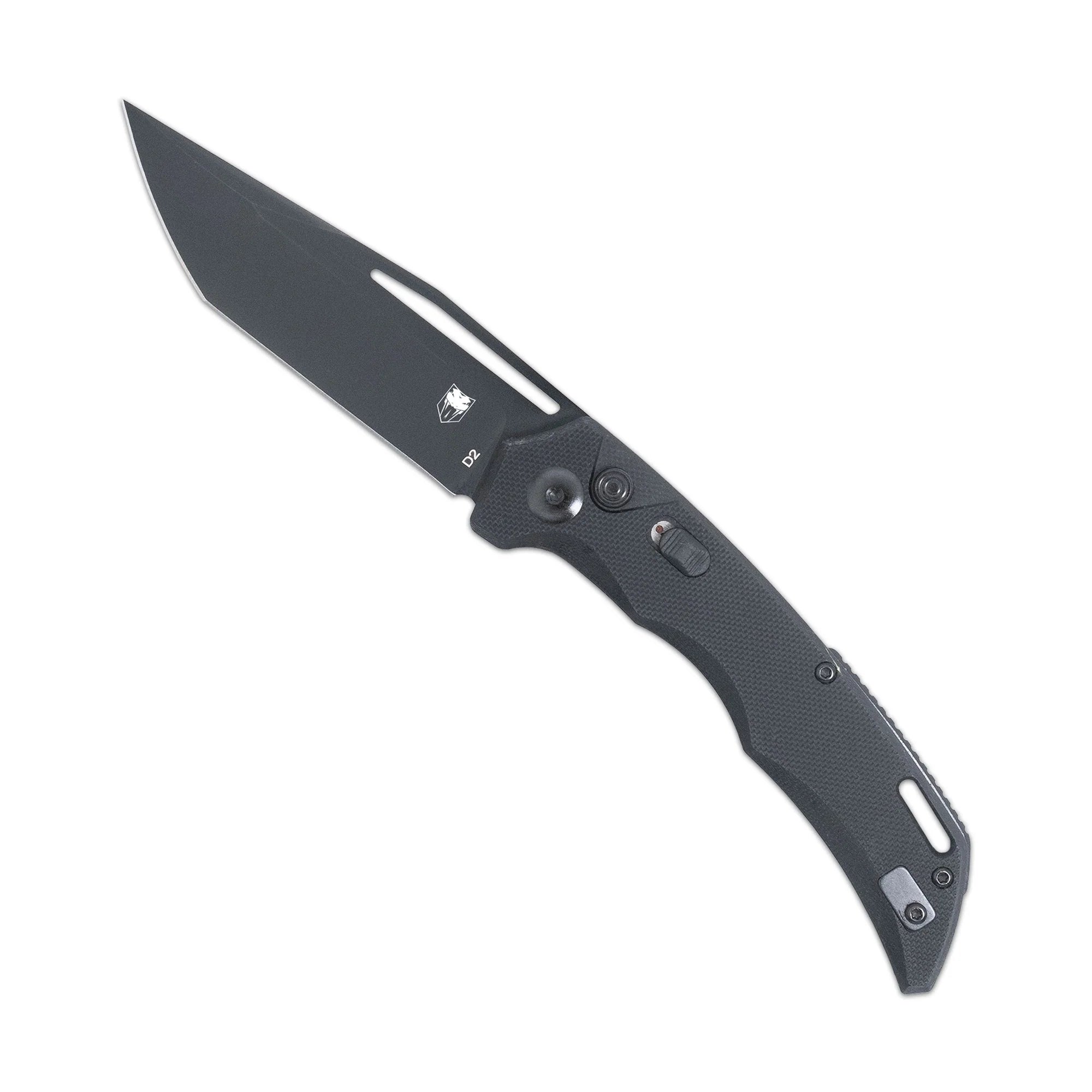 CobraTec KOA Automatic Button Lock G10 Black Non-Serrated Tanto Knife