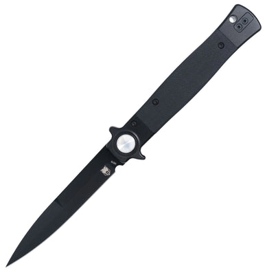 CobraTec Stiletto Button Lock G-10 EDC Folding Knife Black/Black