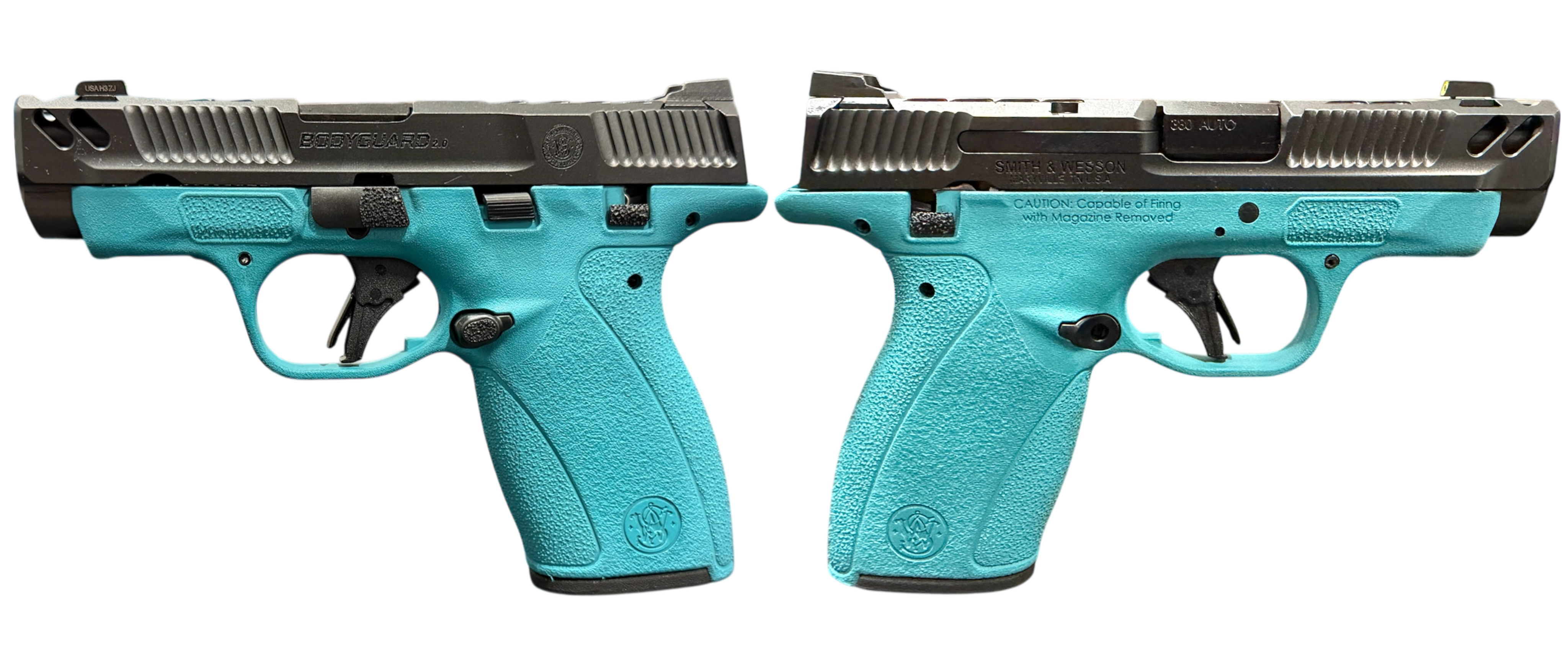 SMITH & WESSON PC BODYGUARD 2.0 CARRY COMP AZTEC TEAL FRM 380ACP PISTOL 3.1" M.S 1-10RD, 1-12RD MAG