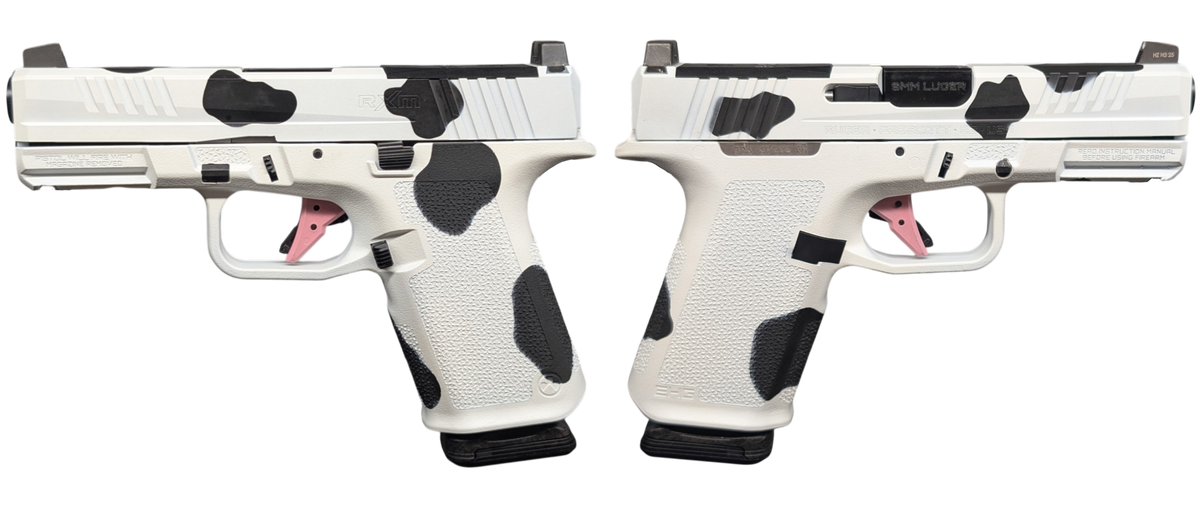 RUGER RXM 9MM PISTOL 4" BBL COW PRINT, MAGPUL EHG, O.R. 2-15RD MAGS