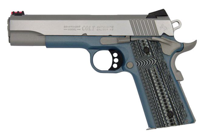 Colt Mfg O1070CCSBT 1911 Competition 45 ACP Caliber with 5" National Match Barrel, 8+1 Capacity, Blue Titanium Finish Frame, Serrated Stainless Steel Slide, Gray G10 Grip & 70 Series Firing System