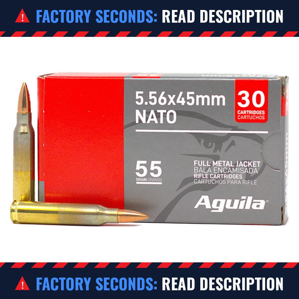 Aguila 5.56x45mm M193 NATO 55gr FMJ 3164fps – Factory Seconds Read Description