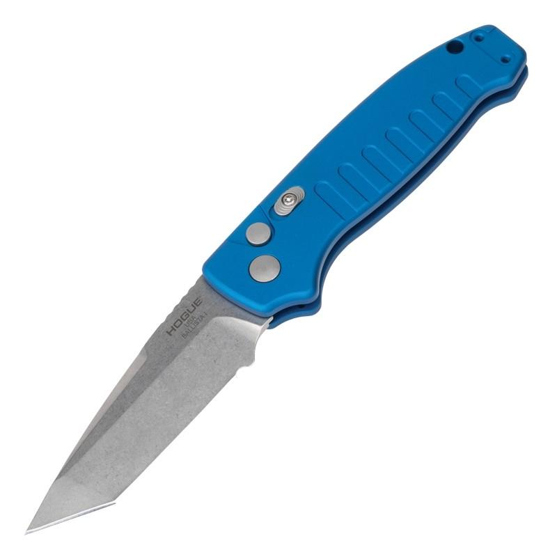 Hogue Ballista I 3.5" Tanto Auto Folder Knife Anodized Blue Aluminum 154CM Steel