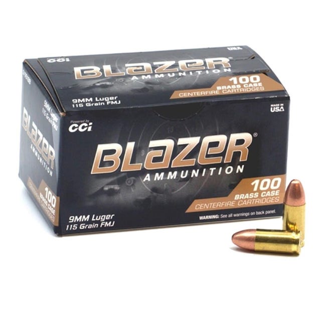 Blazer Brass 9mm Luger / Parabellum 115 grain Full Metal Jacket ammunition