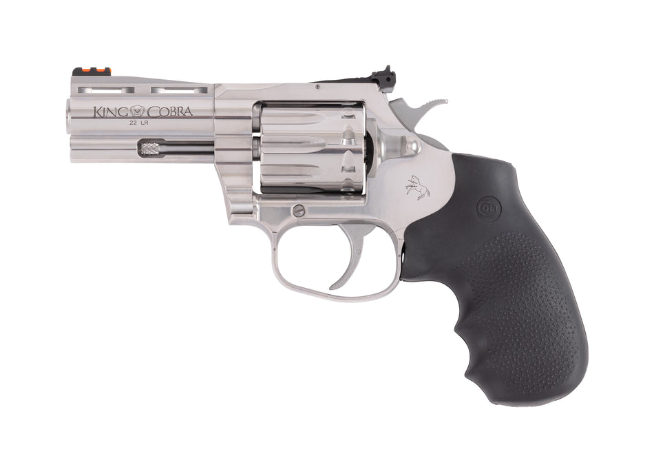 Colt Mfg KCOBRA22SP3RFO King Cobra 22 LR 10 Shot 3" Stainless Vent Rib Barrel, Stainless Cylinder & Frame, Black Rubber Grip