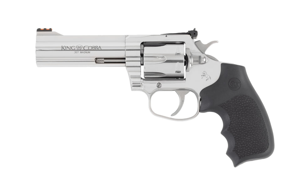 Colt Mfg KCOBRASB4RTS King Cobra Target 357 Mag 6rd Shot 4.25" Stainless Steel Barrel, Cylinder & Frame, Black Hogue Overmolded Grip, Exposed Hammer