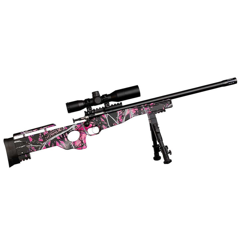 Crickett KSA2148 Precision Package Youth 22 LR 1rd 16.12" Threaded Bull Barrel w/Muzzle Brake, Adjustable Cheek Comb Muddy Girl Synthetic Stock, 10 3/8"-11 1/8" LOP, Integrated Buttstock & Forend Cric
