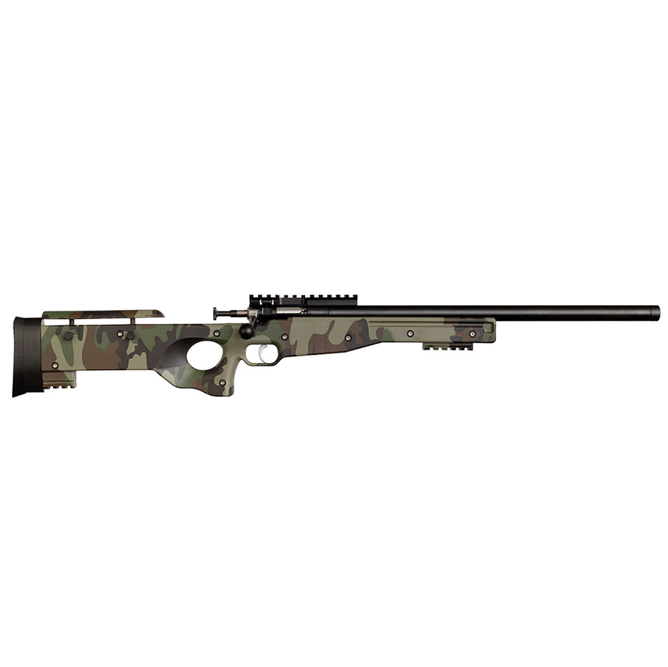 Crickett KSA2150-M81 Precision Full Size 22 LR Single Shot 16.10" Blued Threaded Bull Barrel, Blued Crickettinny Rail Steel Receiver, M81 Woodland Camo Synthetic Adj LOP Stock