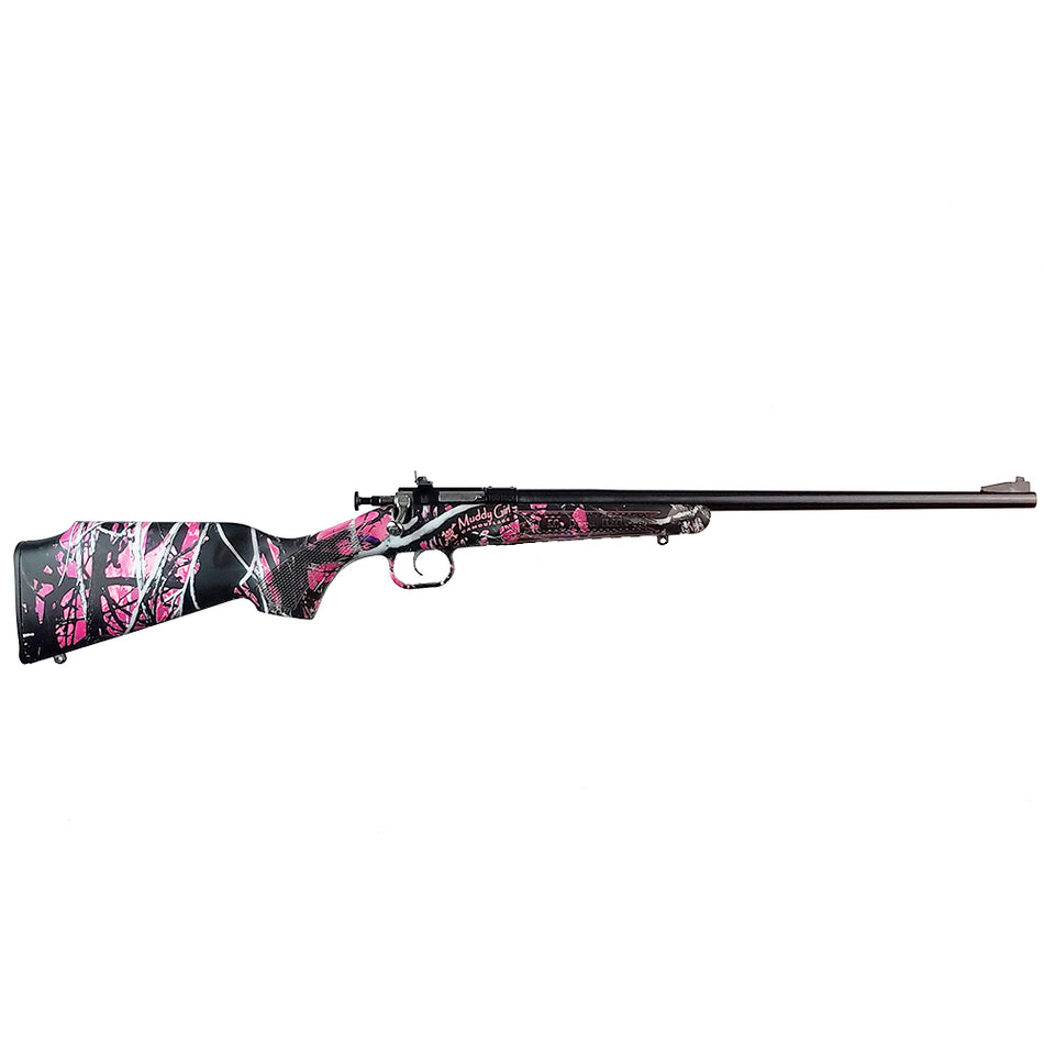 Crickett KSA2160 Youth 22 LR 1rd 16.12" Barrel & Receiver, Fixed Front/Adjustable Rear Peep Sight, Hydro Dipped Muddy Girl Synthetic Stock w/11.5" LOP, Rebounding Firing Pin Safety