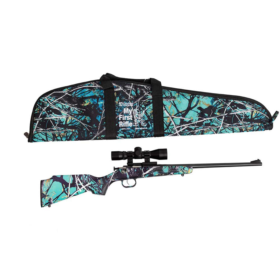 Crickett KSA2172BSC My First Rifle Package 22 S/L/LR Single Shot 16.10" Blued Steel Barrel & Receiver, Muddy Girl Serenity Synthetic Fixed Stock, 4x32 Scope