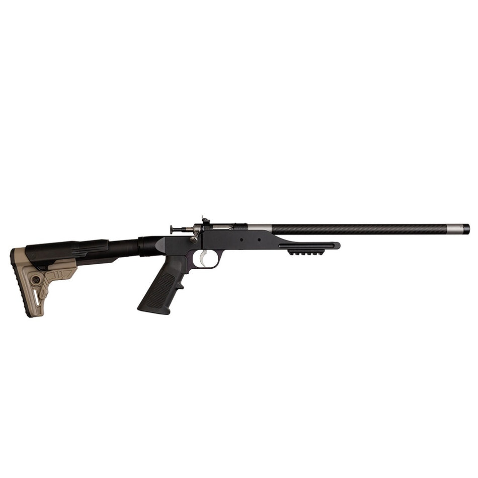 Keystone KSA2185 Precision 6061 22 LR Single Shot 16.12" Carbon Fiber Threaded Barrel, Black Anodized Picatinny Rail Aluminum Receiver, Black/FDE Adj Buffer Tube Style Butt Stock, Right Hand
