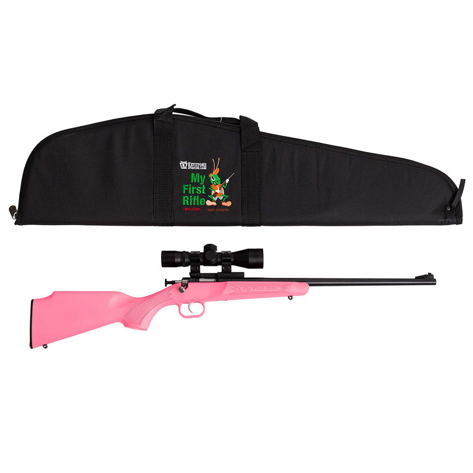 Crickett KSA2220BSC Youth Package Youth 22 LR 1rd 16.12" Blued Single Shot Barrel, Blued Stainless Steel Receiver, Pink Fixed Synthetic Stock, Right Hand