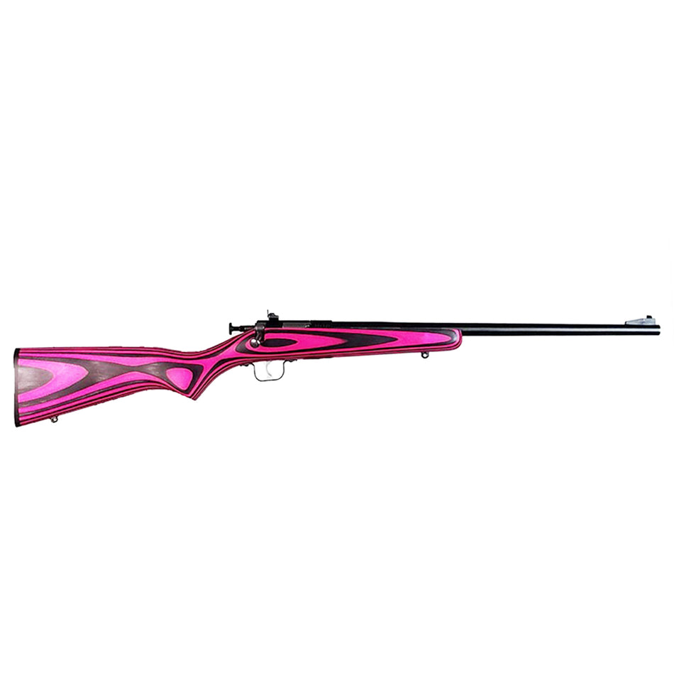 Crickett KSA2225 Youth 22 LR 1rd 16.12" Blued Barrel & Receiver, Fixed Front/Adjustable Rear Peep Sights, Pink/Black Laminate Stock w/11.5" LOP, Rebounding Firing Pin Safety