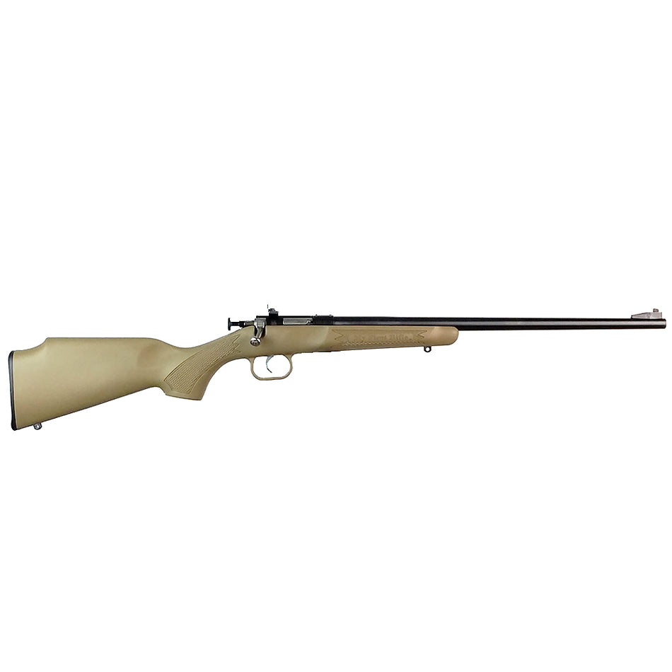 Crickett KSA2235 Youth 22 LR 1rd 16.12" Blued Barrel & Receiver, Fixed Front/Adjustable Rear Peep Sights, Desert Tan Synthetic Stock w/11.5" LOP, Rebounding Firing Pin Safety