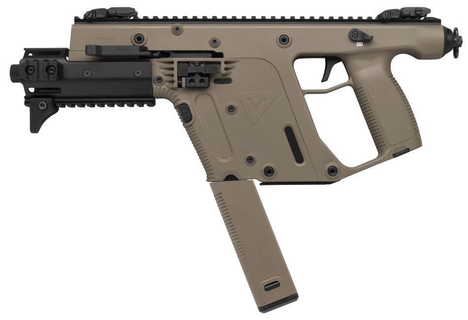 Kriss USA KV10PFD30 Vector SDP Enhanced G2 10mm Auto 33+1 6.50" Black Nitride Threaded Barrel, Flat Dark Earth Picatinny Rail Top & Bottom, MK5M Modular Rail