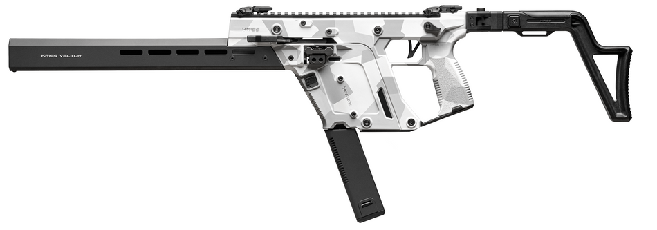 Kriss USA KV903CAD00 Vector CRB Gen3 9mm Luger 40+1 16" Black Nitride Threaded Barrel, Arctic Delta Cerakote Receiver w/Picatinny Rail, M-LOK Handguard, Adjustable Folding Black Stock, White Polymer G