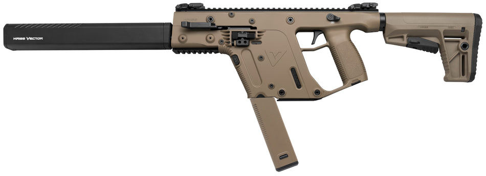 Kriss USA KV90CFD20 Vector CRB G2 9mm Luger 40+1 16" Black Nitride Threaded Barrel, Flat Dark Earth Picatinny Rail Aluminum Receiver, FDE Synthetic 6 Position Stock & Polymer Grip