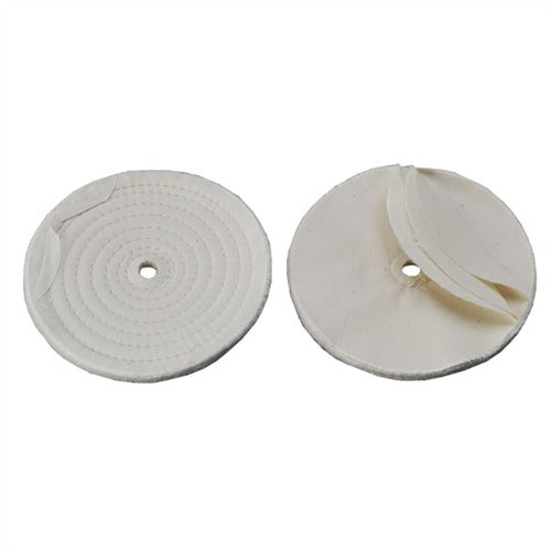 MUSLIN POLISH WHEEL, STITCHED, 6" X 3/8" THICK, 1/2" ARBOR