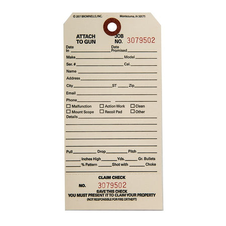 SINGLE STUB CLAIM CHECKS, CC-1, 500 PACK