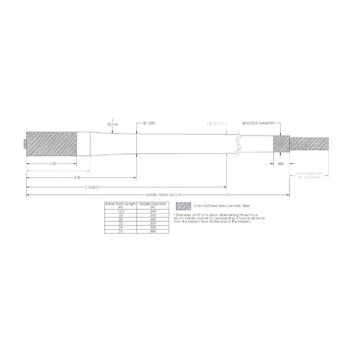 264 Cal Carbon Fiber Bolt-Action Rifle Barrel