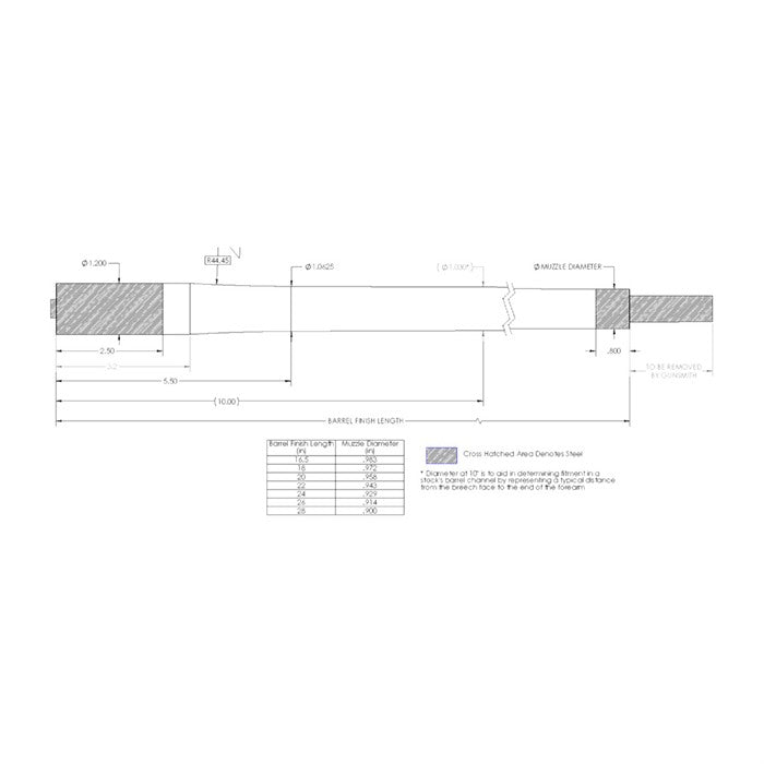 264 Cal Carbon Fiber Bolt-Action Rifle Barrel