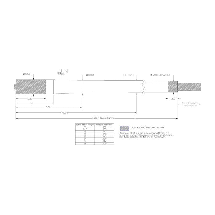 30 Cal Carbon Fiber Bolt-Action Rifle Barrel
