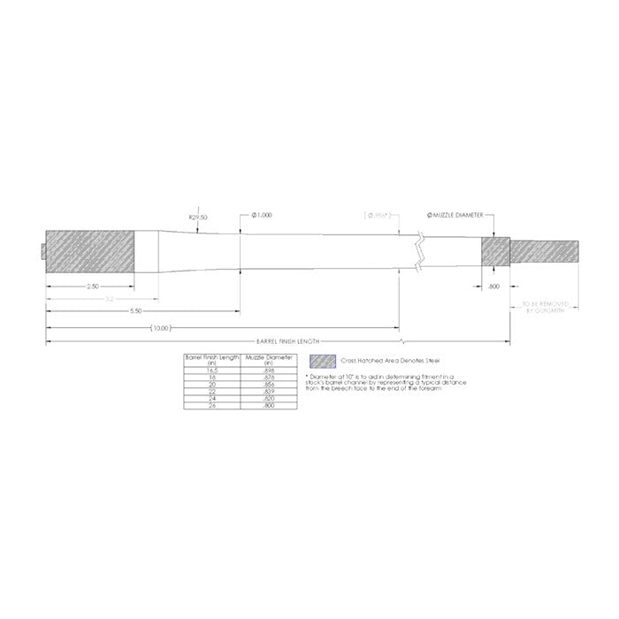 30 Cal Carbon Fiber Bolt-Action Rifle Barrel