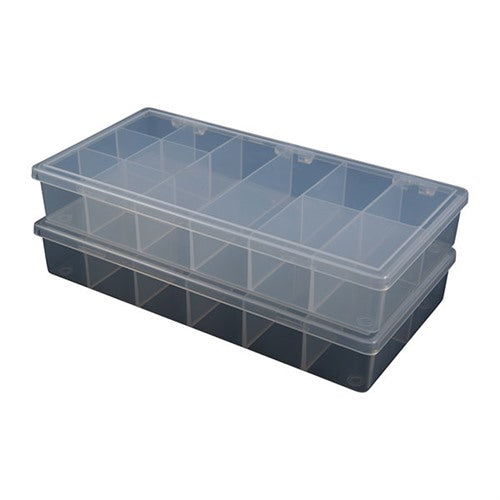 STORAGE BIN, 12 COMPARTMENT, 8-1/4"X4-1/4"X1-1/4", 2 PACK