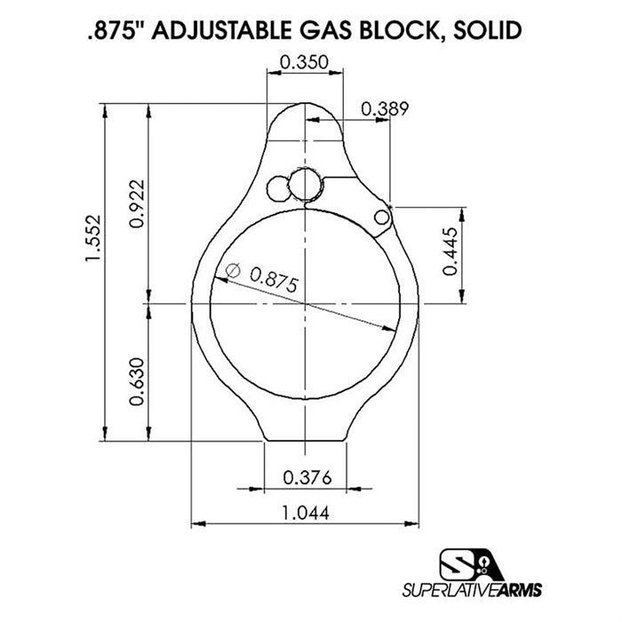 AR-15 Solid Body Adjustable Gas Block
