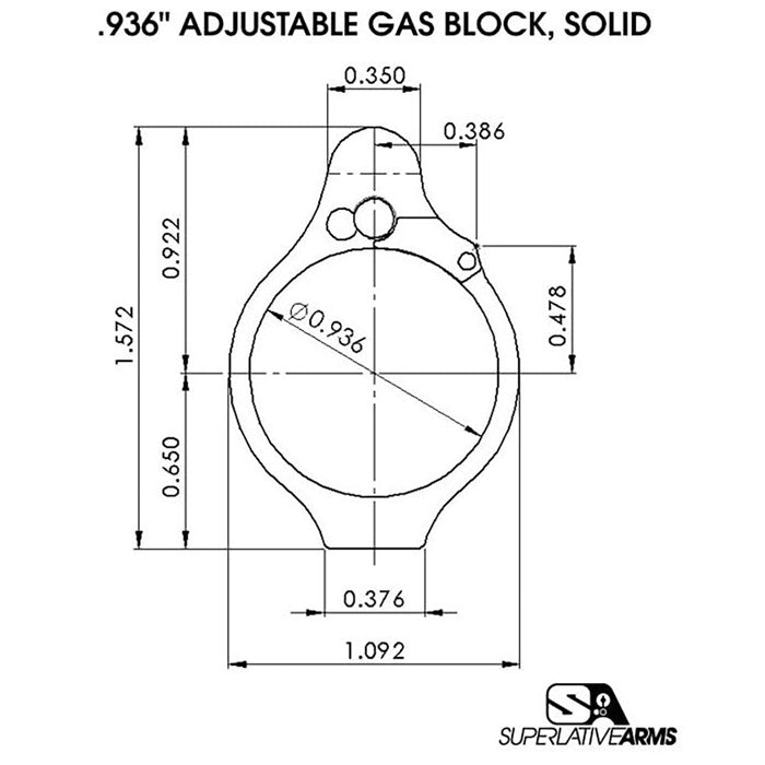 AR-15 Heavy Solid Adjustable Gas Block