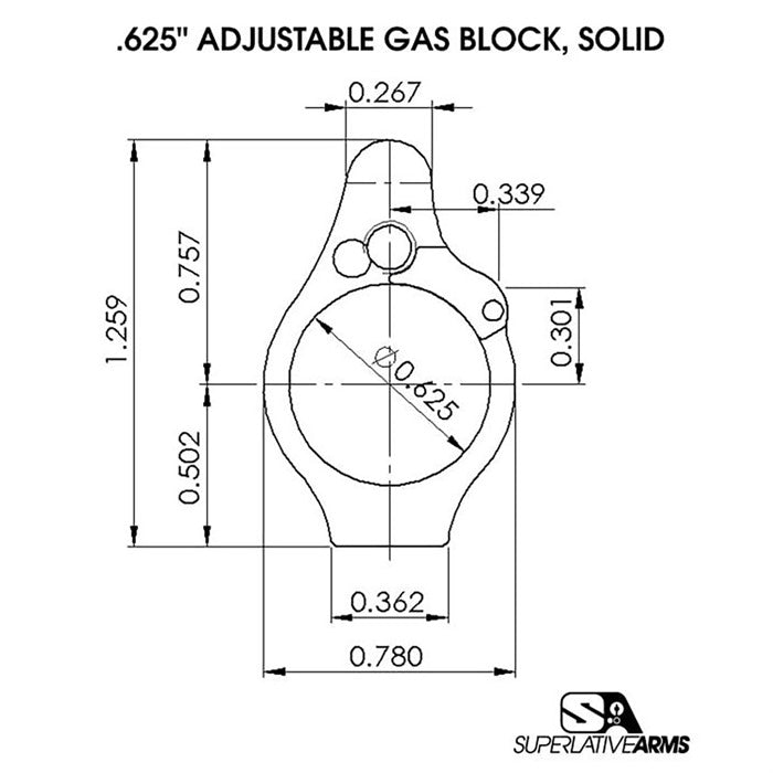 AR-15 Adjustable Solid Gas Block 850011846391