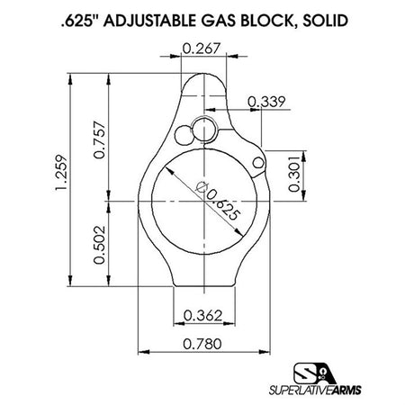 AR-15 Adjustable Solid Gas Block 850011846391